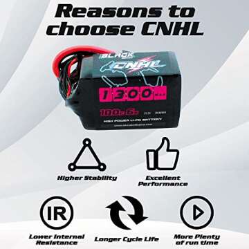 CNHL 22.2V 1300mAh 6S Lipo Battery 100C with XT60 Plug for FPV Drone Racing RC Quadcopter Helicopter Airplane