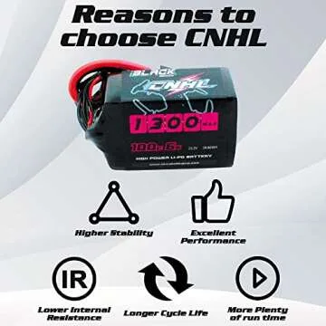 CNHL 22.2V 1300mAh 6S Lipo Battery 100C with XT60 Plug for FPV Drone Racing RC Quadcopter Helicopter Airplane