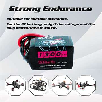 CNHL 22.2V 1300mAh 6S Lipo Battery 100C with XT60 Plug for FPV Drone Racing RC Quadcopter Helicopter Airplane