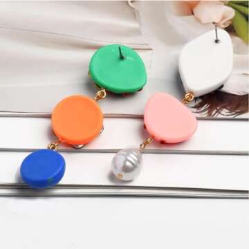 Channel V Asymmetrical Candy Color Rhinestone Earrings Festival Unique Trendy Bridal Statement Boho Vintage Drop Earrings Handmade Big Long Tassel Jewelry Korean Fashion for Women