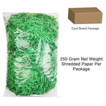 DIYASY Crinkle Cut Paper Shred Filler, 8.8 oz Green Shredded Paper for Gift Wrapping Basket Filling ...