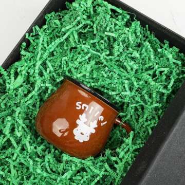 DIYASY Crinkle Cut Paper Shred Filler, 8.8 oz Green Shredded Paper for Gift Wrapping Basket Filling Raffia Paper Gift Box Grass Christmas Easter Birthdays Decorations