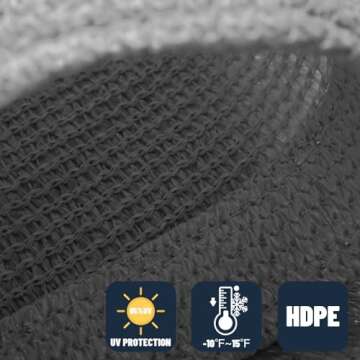 SUNNY GUARD Sun Shade Sail 12'x16' Rectangle Charcoal UV Block Sunshade for Backyard Yard Deck Patio Garden Outdoor Activities and Facility(We Make Custom Size)