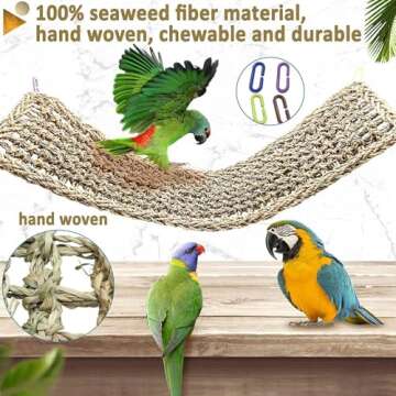 Bird Seagrass Mat 29.5"× 7" Natural Hammock for Birds