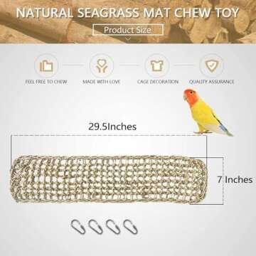 Bird Seagrass Mat 29.5"× 7" Natural Hammock for Birds