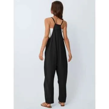 AUTOMET Jumpsuits for Women Casual Summer Outfits Rompers Comfy Y2k Loose Baggy Trendy Overalls Jumpers Fashion Clothes 2025 Black XL
