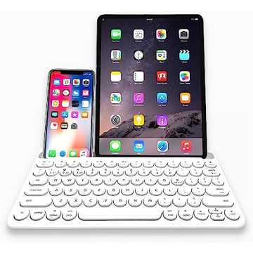 Macally Bluetooth Keyboard for Tablet | Wireless iPad & iPhone Keyboard (Multi-Device, Built-in Stan...