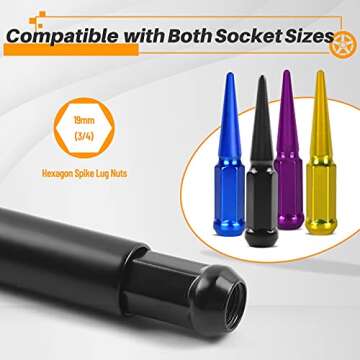 MIKKUPPA Spiked Lug Nuts Key - Durable Auto Socket Tool with 19mm HEX