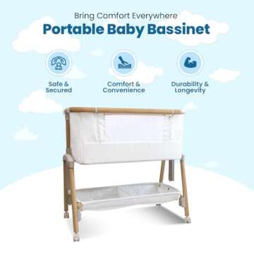 Versatile Motherly Haven Baby Bassinet Bedside Sleeper, Portable 3-in-1 Adjustable Crib with Mesh & ...