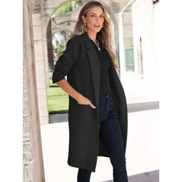 ANRABESS Women Cardigan Sweater Jackets Open Front Thick Knit Oversized Blazer Coatigan 2025 Fall Winter Long Coats Outwear Black Medium