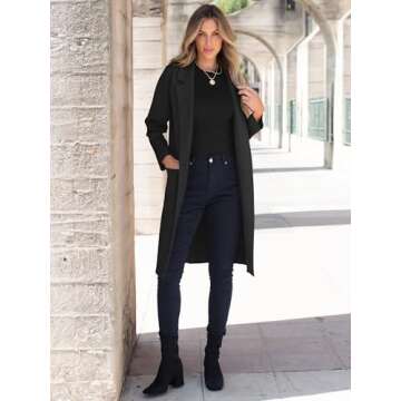 ANRABESS Women Cardigan Sweater Jackets Open Front Thick Knit Oversized Blazer Coatigan 2025 Fall Winter Long Coats Outwear Black Medium