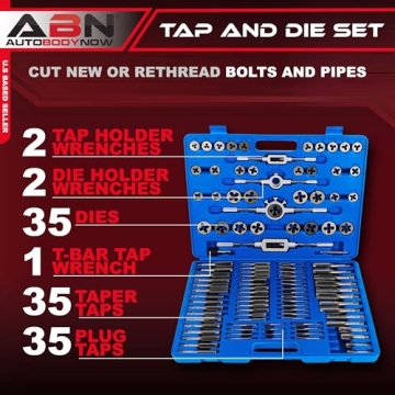 ABN Large Tap and Die Set - 110 Piece Bolt and Pipe Set