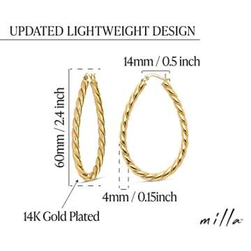 MILLA Twist Gold Hoop Earrings - Stylish & Hypoallergenic