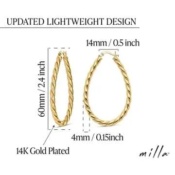 MILLA Twist Gold Hoop Earrings - Stylish & Hypoallergenic