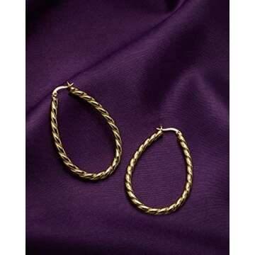 MILLA Twist Gold Hoop Earrings - Stylish & Hypoallergenic
