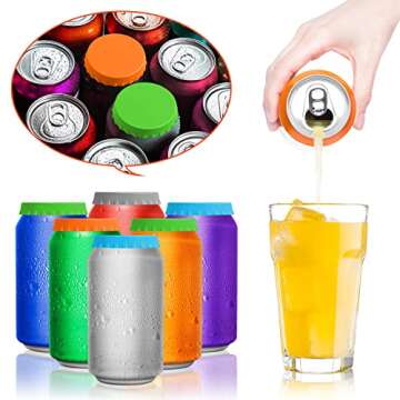 YGAOHF Soda Can Lids, 8 Pcs Soda Can Lids to Keep Carbonation, Silicone Soda Can Covers Lids, Reusable Container Saver for Soda & Beer, Keep Drinks Fresh, Fits Standard Beverage Cans