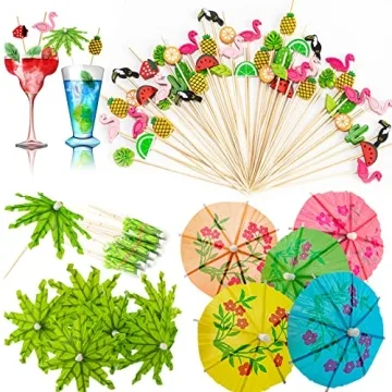 Fun Tropical Umbrella Cocktail Picks Set - 160 Pack for Summer Parties