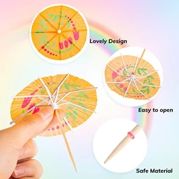 160 Pack Umbrella Cocktail Picks for Luau Party Decorations