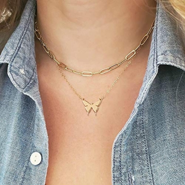 Turandoss 14K Gold Plated Layered Butterfly Necklace