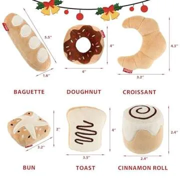 Gigwi Catnip Toys for Indoor Cats, Interactive Cat Toys for Kittens, Crinkle Pillow Cat Kicker Toys, Soft Teething Exercise Kitty Toy Bread Set of 6 Cat Chew Toy Plush