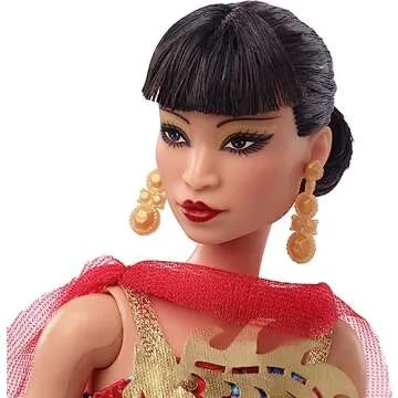 Barbie Inspiring Women Doll, Anna May Wong Collectible Dressed in Red Gown with Golden Dragon Design