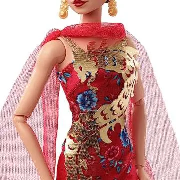 Barbie Inspiring Women Doll, Anna May Wong Collectible Dressed in Red Gown with Golden Dragon Design