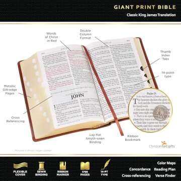 KJV Holy Bible, Giant Print Standard Size Faux Leather Red Letter Edition - Thumb Index & Ribbon Marker, King James Version, Teal Floral (KJV Standard GP Editions)
