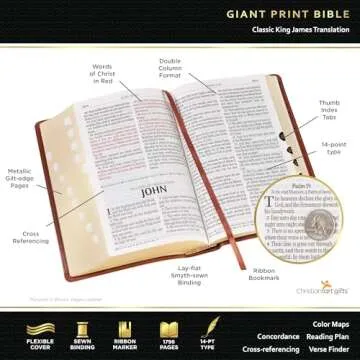 KJV Holy Bible, Giant Print Standard Size Faux Leather Red Letter Edition - Thumb Index & Ribbon Marker, King James Version, Teal Floral (KJV Standard GP Editions)