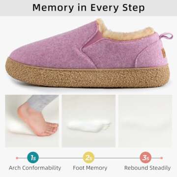 MERRIMAC Women's and Men's Wool Felt Slippers Closed-back Fuzzy Warm Comfy Indoor Outdoor Non-slip Memory Foam House Shoes with Elastic Gores Puce Pink, 9-10 US