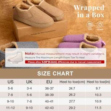 MERRIMAC Women's and Men's Wool Felt Slippers Closed-back Fuzzy Warm Comfy Indoor Outdoor Non-slip Memory Foam House Shoes with Elastic Gores Puce Pink, 9-10 US