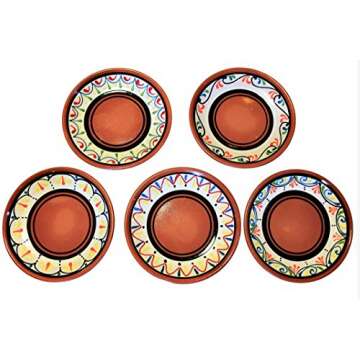 Cactus Canyon Ceramics Spanish Terracotta 5-Piece Small Tapa Plate Set, White…