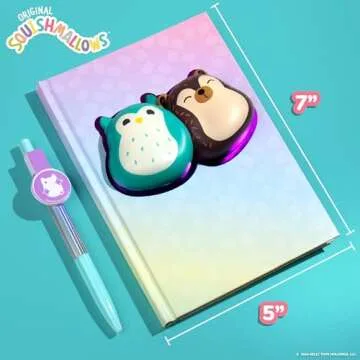 Original Squishmallows Squishy Diary Set, Includes 5 x 7 Diary, 60 Sheets, Kawaii Stickers, Pen, Fun Journaling Kit & Sketchbook for Kids, School Supplies, Journal for Girls