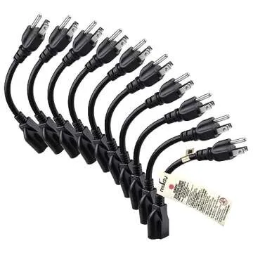 Miady Short Power Extension Cord 10-Pack 16AWG/13A
