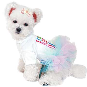 ANIAC Girl Dog Birthday Tutu Dresses Puppy Lace Skirt and Hairpin Cat Birthday Princess Dress Pet Cl...