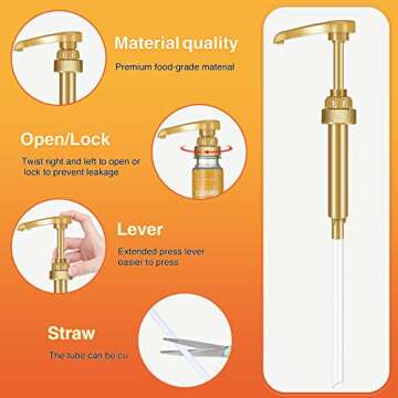 10Pcs Gold Syrup Pump Dispensers for Coffee Syrup