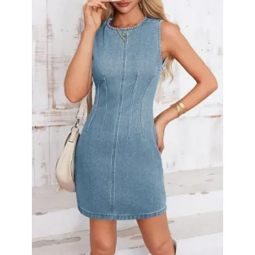 Chic Wenrine Women's Denim Mini Dress for Summer Looks