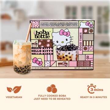 Hello Kitty Brown Sugar Boba Tea Kit for 8 Servings