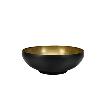 Serene Spaces Living Dual-Tone Black & Gold Aluminum Bowl - Elegant Décor for Stunning Centerpieces...