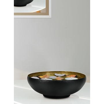 Serene Spaces Living Black & Gold Decorative Aluminum Bowl