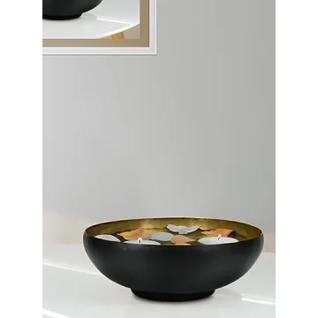 Serene Spaces Living Black & Gold Decorative Aluminum Bowl