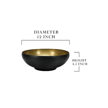 Serene Spaces Living Black & Gold Decorative Aluminum Bowl