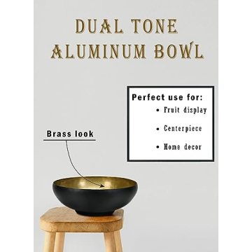 Serene Spaces Living Black & Gold Decorative Aluminum Bowl