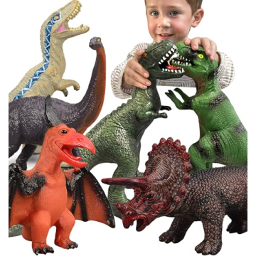 Gzsbaby 6 Piece Jumbo Dinosaur Toys for Kids and Toddlers, Dinosaur Toys for Kids 3-5, Large Soft Di...