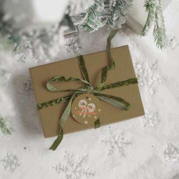 HUIHUANG Moss Green Velvet Ribbon for Crafts & Decor