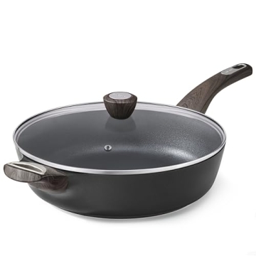 SENSARTE Nonstick Frying Pan Skillet with Lid, 12 Inch Large Deep Frying Pan, 5 Qt Non Stick Saute P...