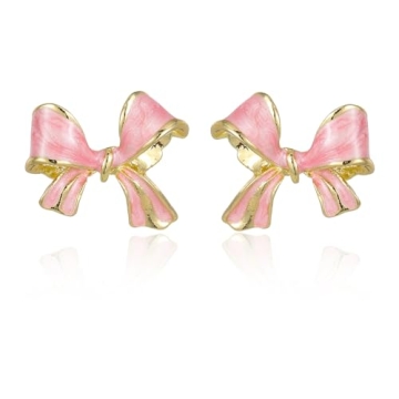 Chic Pink Bow Stud Earrings for Women