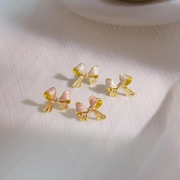 Chic Pink Bow Stud Earrings for Women