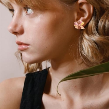 Chic Pink Bow Stud Earrings for Women