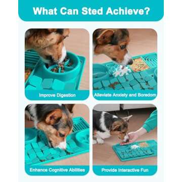 Sted Silicone Licking Snuffle Mat for Medium Large Dogs and Cats, Extra Large Slow Feeder Mat with Strong Suction, Durable Machine Washable Dog Slow Feed Food Bowl for Fast Eating, Blue