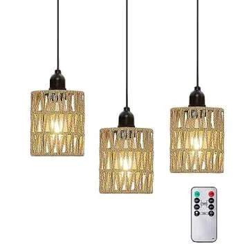 Battery Operated Rattan Pendant Lights for Cozy Decor